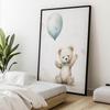 Teddybär mit blauem Ballon Teddybär mit blauem Ballon, 30X40 Cm, Rahmen Holz Helle Eiche, Papier Matt 230 Gsm