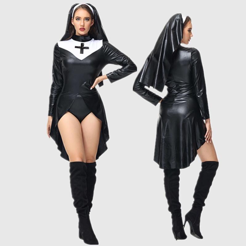 2023 New Halloween Nun Role Play Costume Sexy Nurse Cosplay Stage Performance Outfit Polyester Fabric