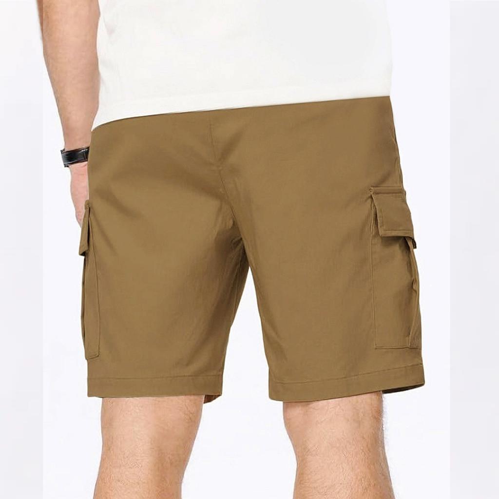 Men's Summer Solid Color Casual Multi-Pocket Sport Cargo Shorts