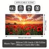 2D 2D Flat Printing Nature Backdrop, Red Poppy Meadow with Sunset Photography Background for Events