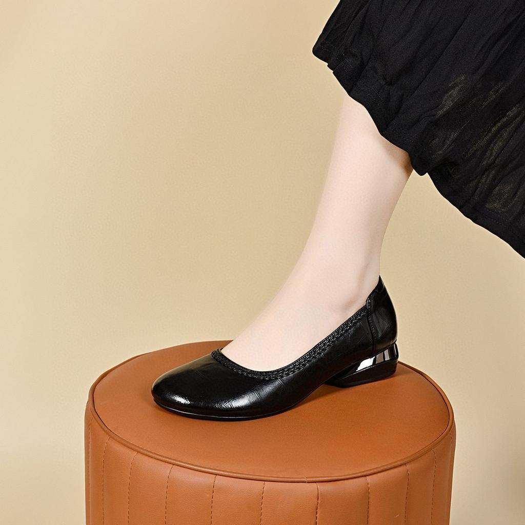 Women's autumn new mango head light mouth woven single shoes comfortable low heel lazy shoes women's flat shoes
