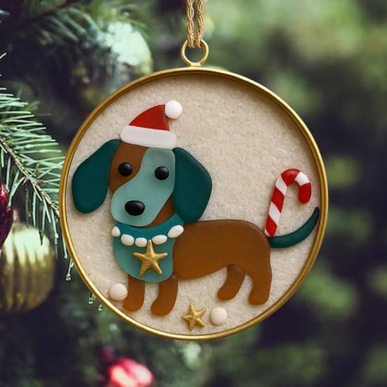 Sea Glass Art Dog Ornament Hanging Dog Sea Glass Christmas Tree Ornament Handcrafted Pet Memorial Decoration for Holiday Home Party Decor