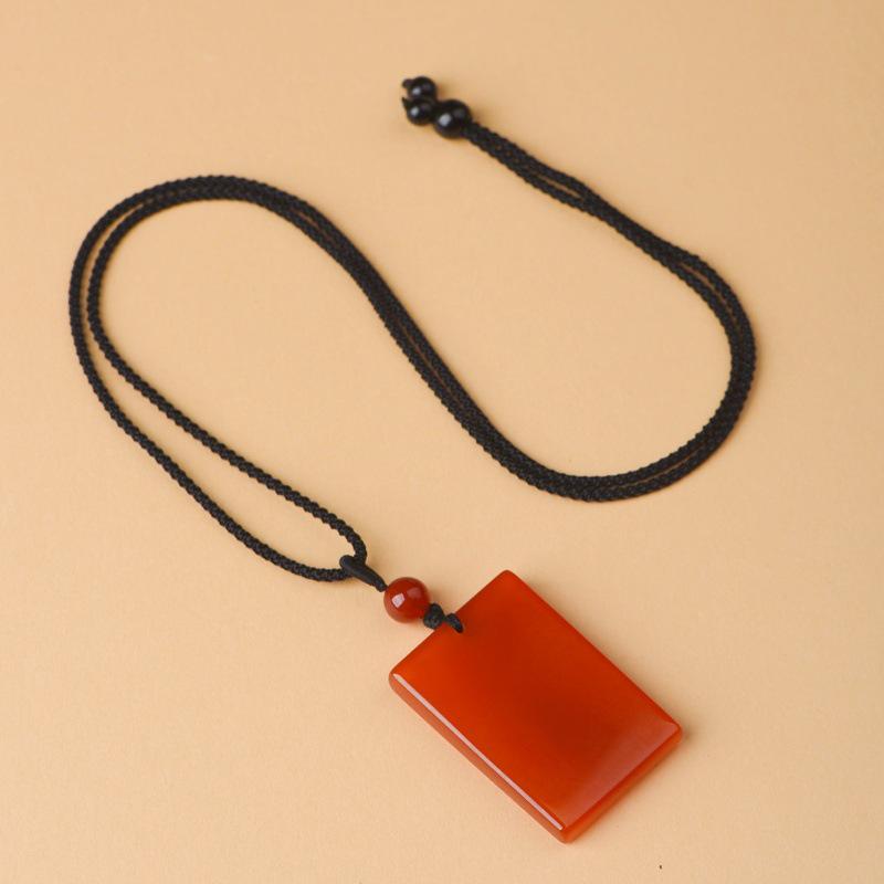 Red Agate Pendant Necklace - Peace Amulet for Men & Women
