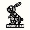 Metal Bunny Wall Art Rabbit Floral Design Happy Bunny Home Decor Valentine Sign