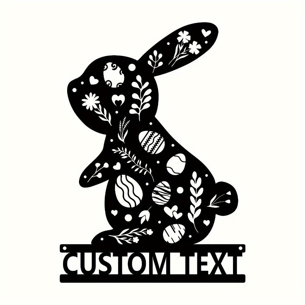 Metal Bunny Wall Art Rabbit Floral Design Happy Bunny Home Decor Valentine Sign