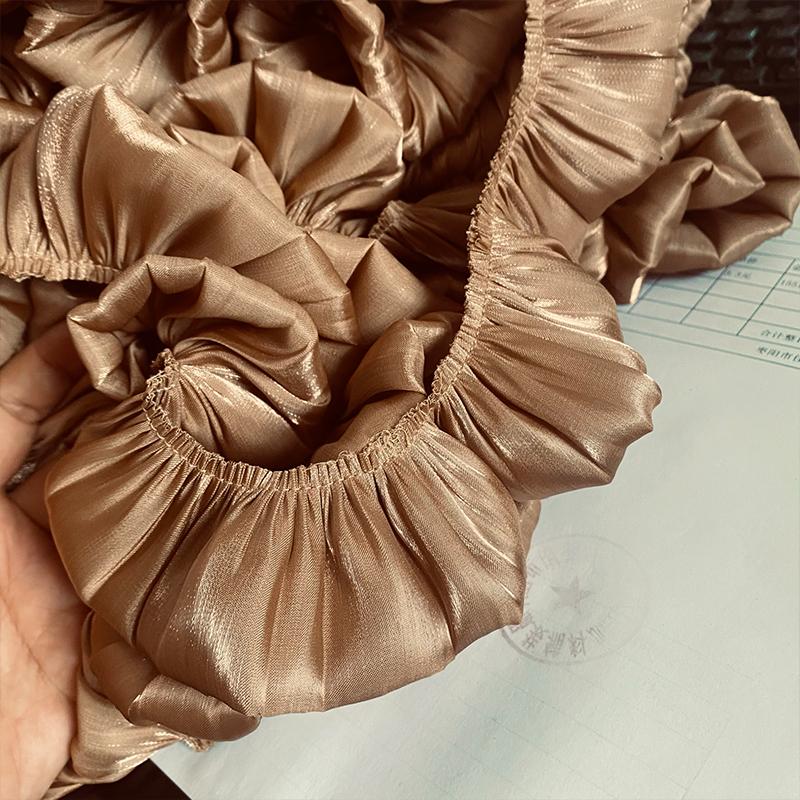 4M Glitzer Superweicher Kristall Satin Doppellagig Plissiert Rüschenspitze Besatz DIY Nähen Kleidung Rocksaum Heimtextildekor