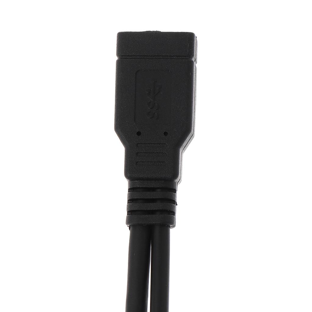 Black USB 2.0 Extension Cable A Double Female to Male Data Hub Power Adapter Y Splitter USB Charging Power Cable