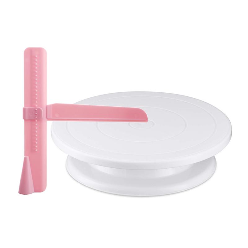 11 Inch Cake Turntable Rotating Decorating Stand With Adjustable Icing Scraper Plastic Cake Spinner Baking Supplies