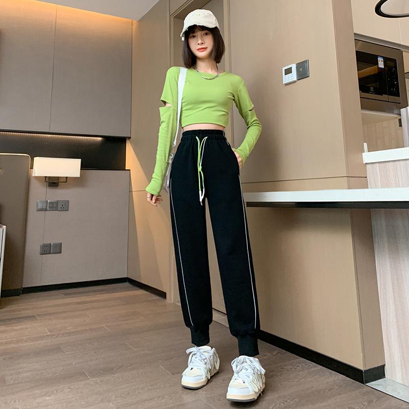 

Новые прямые повседневные спортивные штаны белые спортивные штаны женские весенние, осенние и летние свободные леггинсы штаны утягивающие леггинсы L (suitable for 108-60kg)