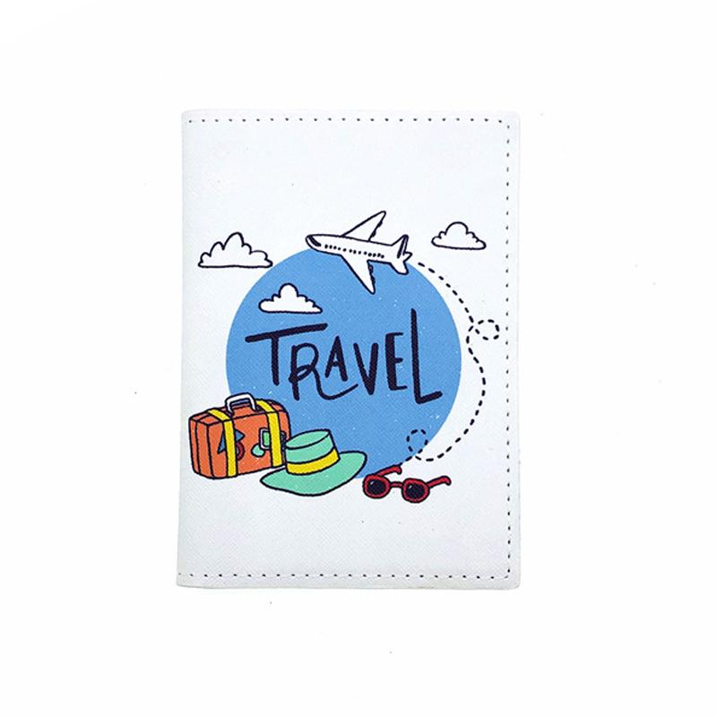 Travel Around The World Leather Passport Cover Men Women Travel Passport Wallet Fashion Printing ID Credit Card Passport Holder