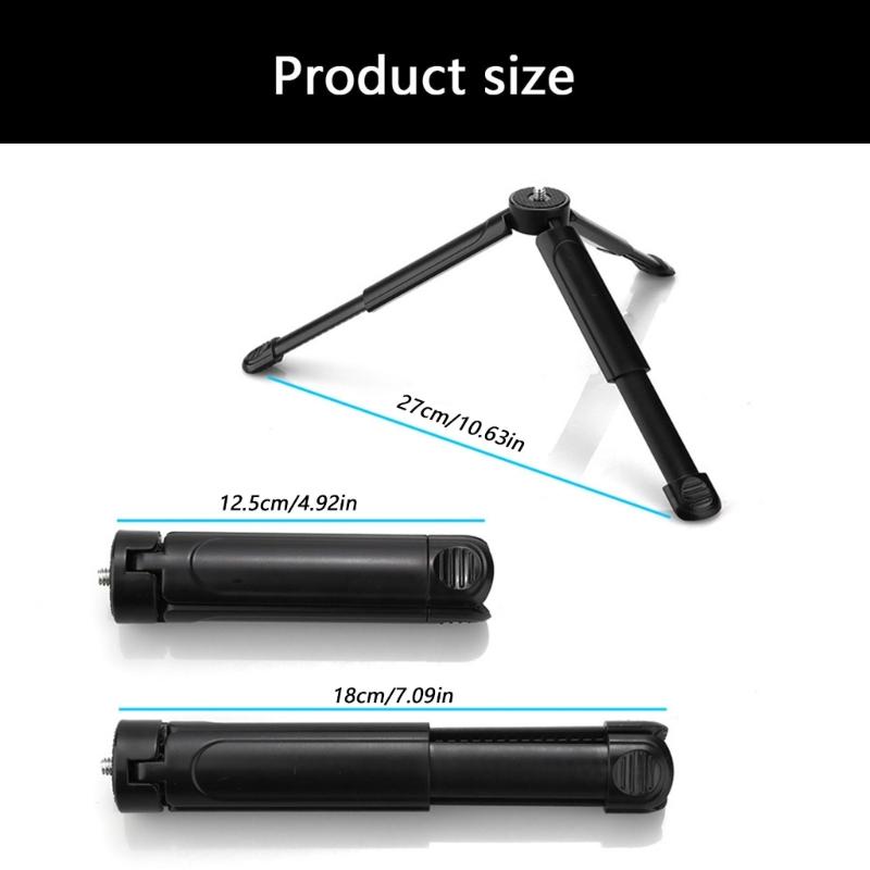 Table Tripod With 1/4Inch Screw, Telescopic Design, 12.50Cm Folded Length, 18Cm Extended, Stable For Action Camera