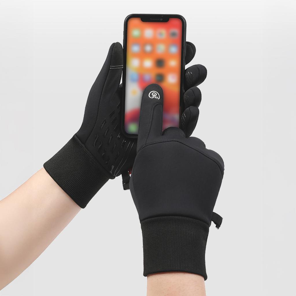 Winter Thermal Touchscreen Gloves Waterproof Anti-Slip for Skiing Cycling Outdoor Sports Black Grey