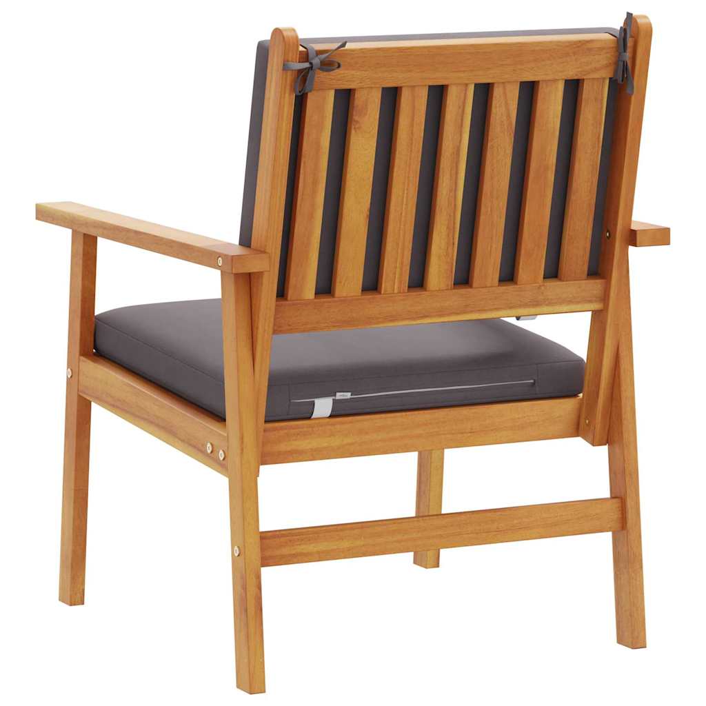 Garden Chair with Cushion 2 Pcs Anthracite Solid Acacia Wood