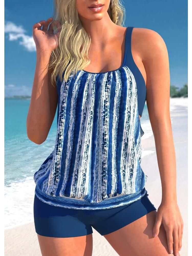 Ny høykvalitets, komfortabel, sexy kvinners fargerike flekkete leopardtrykk badetøyvest shorts todelt sett S-6XL