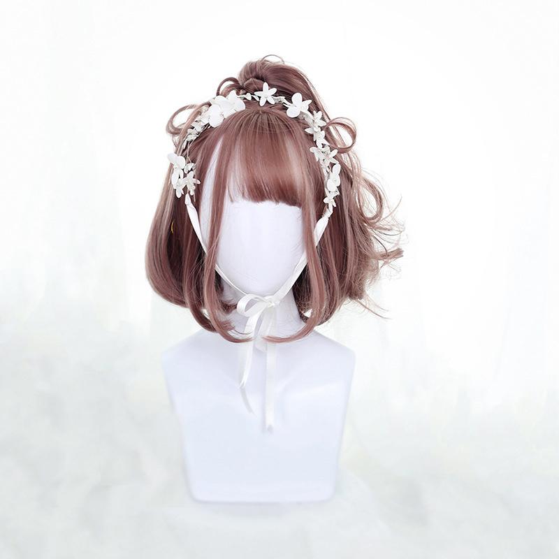 Donna Frangia Capelli Corti Capelli Ricci Uso Quotidiano Capelli Sintetici Lolita