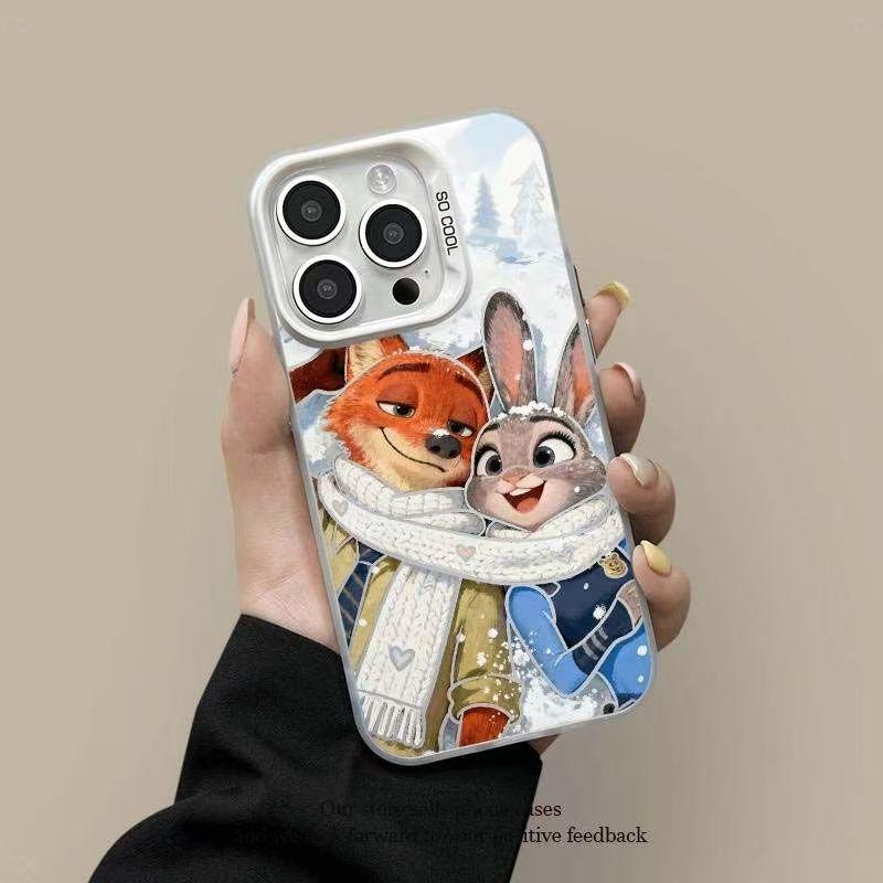 Zootopia iPhone 17 Pro Max Silver Case - Judy & Nick Cartoon Protective Cover 16/15
