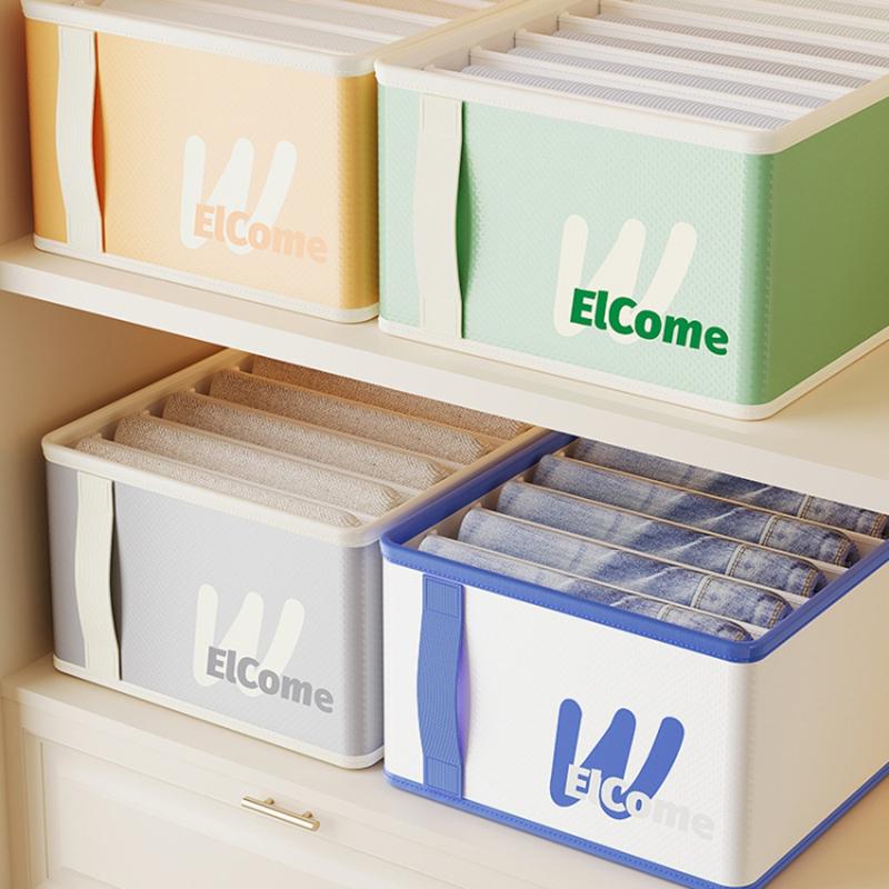 

Small 7 Compartments Foldable Moisture-proof Clothes Organizer PE+PP Wardrobe Pants Storage Box Orange