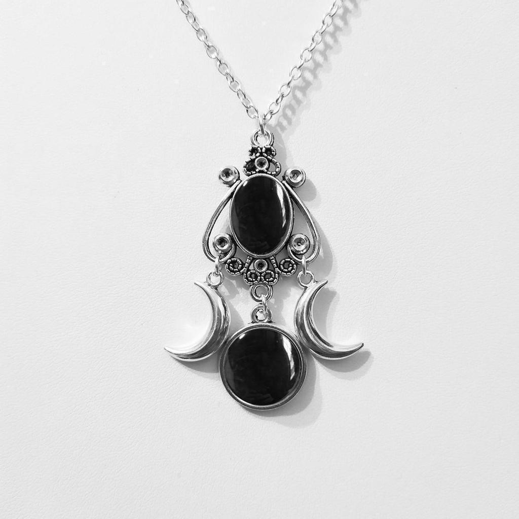 Moon Goddess Necklace With Amethyst Beads Vintage Alloy Jewelry For Women