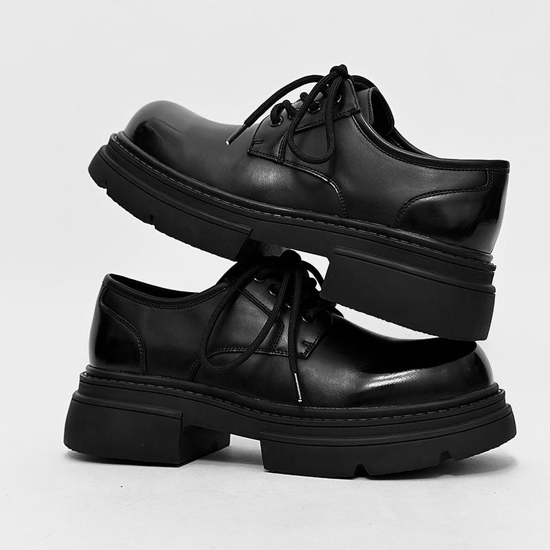 

Модные повседневные мужские кожаные туфли на толстой подошве со шнуровкой в британском стиле для мужчин, свадеб, вечеринок, офиса, бизнеса, на открытом воздухе, высокие туфли 44 чёрный