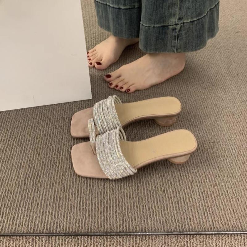 Fashion Crystal Women Flats Slippers Elegant Fashion Shoes Dress Woman Sandals Summer 2025 Party Luxury Slides New Mujer De Zapatillas