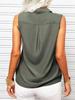 Women's Sleeveless Lapel Tank Blouse Solid Button Front Summer Shirt for Office and Casual