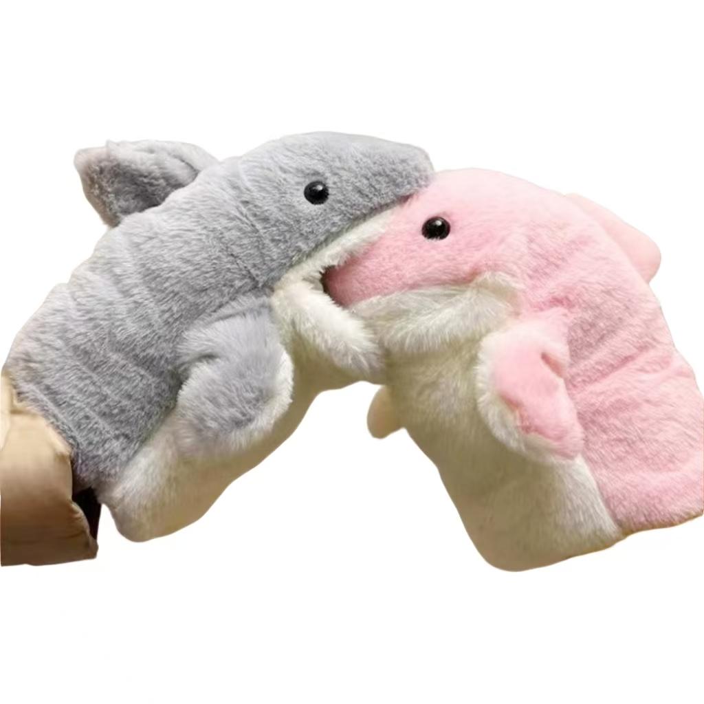 Stuffed Plush Animal Toys Gray Shark Hand Finger Story Puppet Cute Dolls Educational Baby Toys Simulated Shark Children Gift