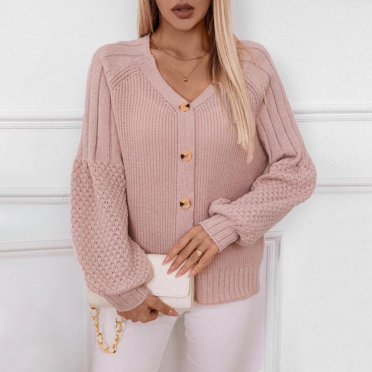 Women Casual Lightweight Open Front Cardigan Soft Cable Knit Sweater Long Sleeve Loose Solid Button Outwear for Winter Fall