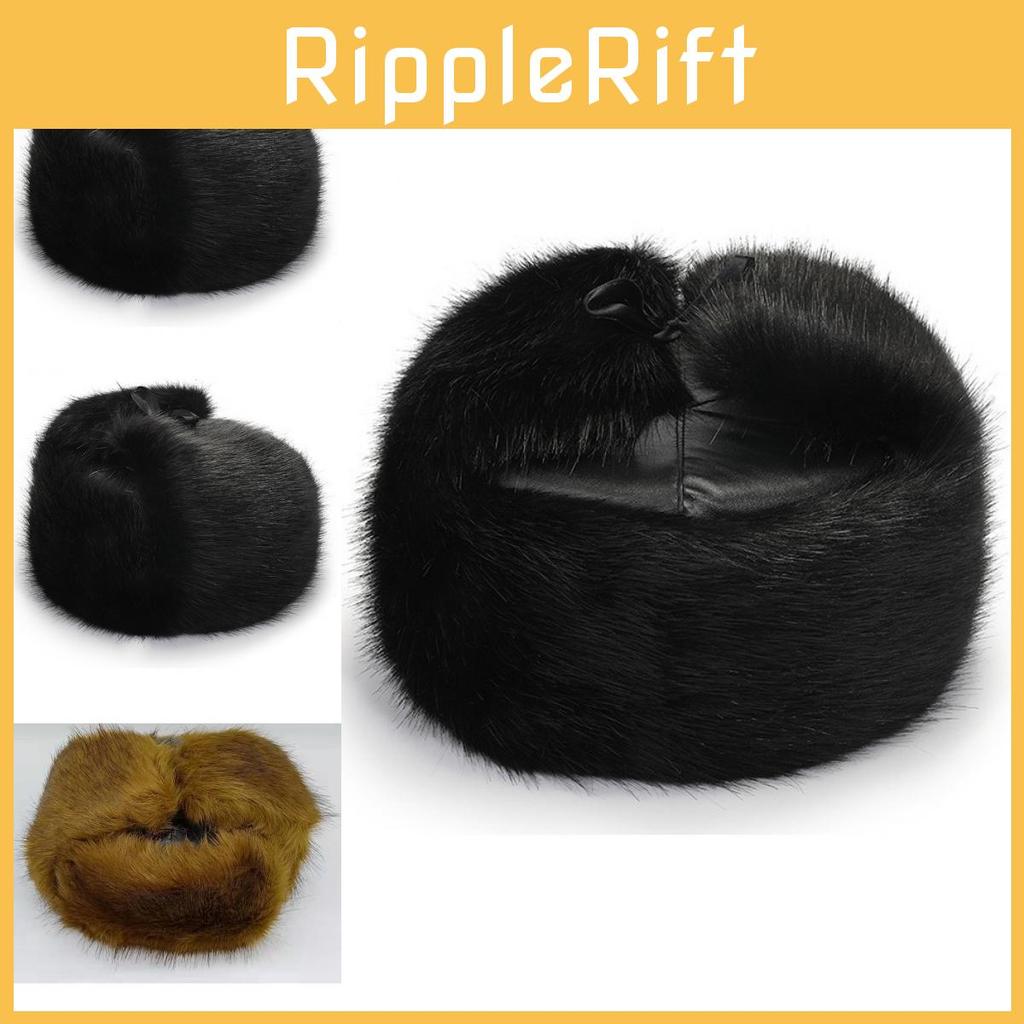 Winter Warmth Luxury Faux Mink Fur Trooper Hat For Elderly Men In Rich Golden Color
