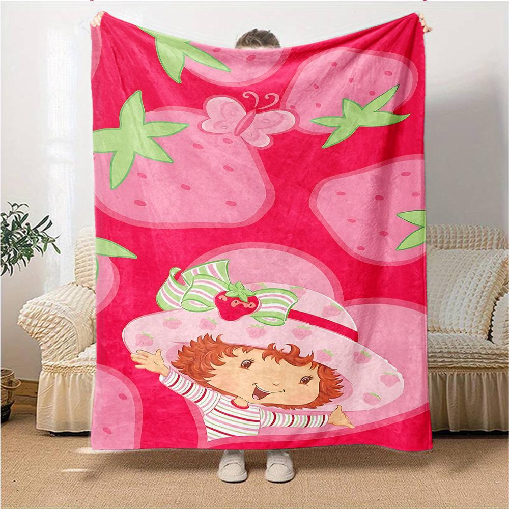 1Pc Strawberry Shortcake Garden Blanket For Couch Bed Plush Cozy Fuzzy Blanket Super Soft Warm Blankets For Fall And Winter 0918255