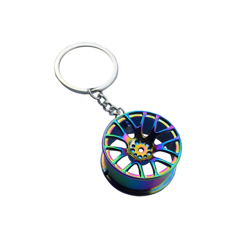 Gold Silver Black Car Wheel Keychain with Laser Logo: A Stylish Metal Accessory