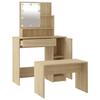 Vanity Table Set with LED Sonoma Oak Engineered Wood