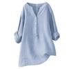 Women's V Neck Long Sleeve Linen Shirt Loose Fit Casual Commuter Blouse for All Occasions