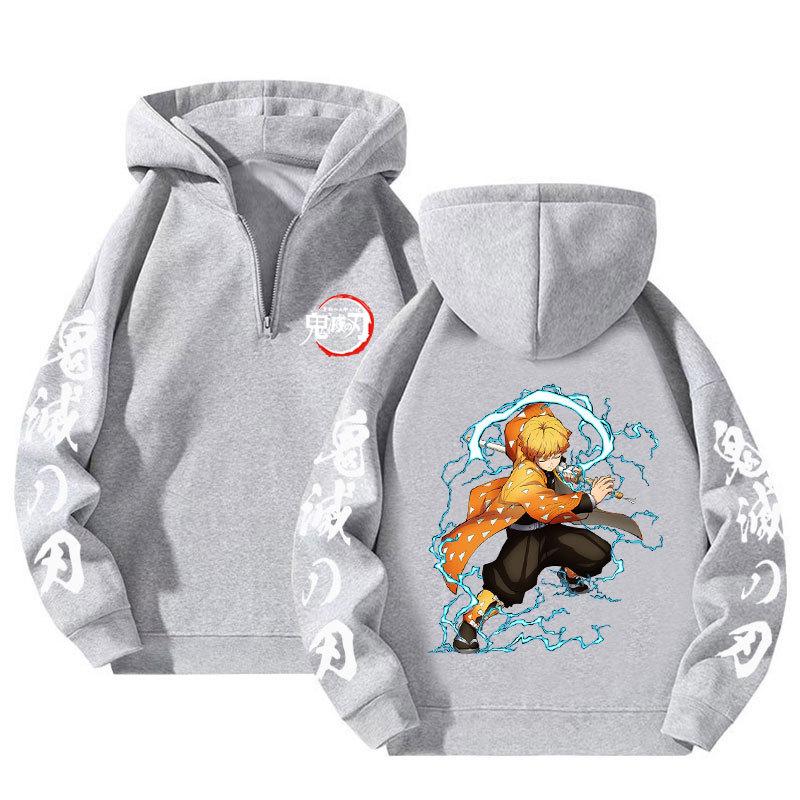 Demon Slayer Harajuku Anime Hoodies Men Kawaii Manga Graphic Zipper Coats Kimetsu No Yaiba Cartoon Printed Streetwear Sweatshirts Unisex Pullover Tops