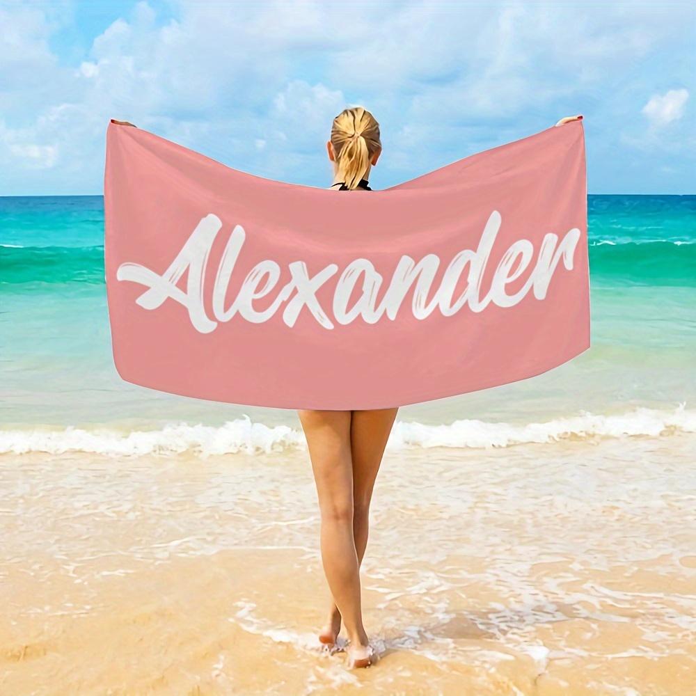 Personalized Beach Towel Custom Name/Logo Words Microfiber Towel Thin Quick Dry Absorbent for Beach Swimming Yoga Bath Sports