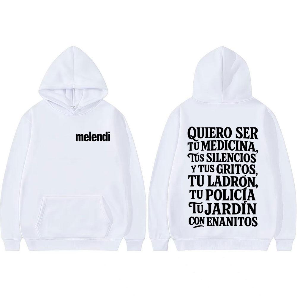 Rapper Melendi Jardín Con Enanitos Letters Print Sweatshirts Men Women Oversized Retro Hip Hop Hoodie Tops Long Sleeve Pullovers