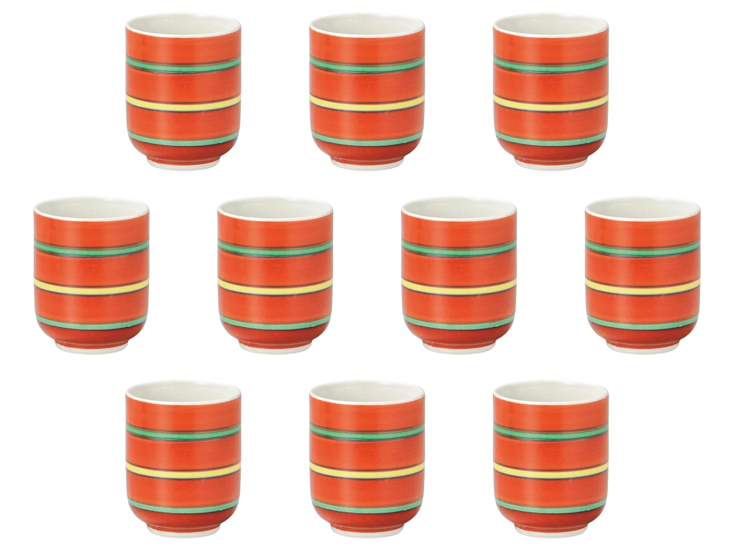 

Set of 10 long teacups x cm Long reinforced Setomonohonpo Koma-suji (red) [6.2 7.8 (160 cc)] teacups, porcelain, червоний
