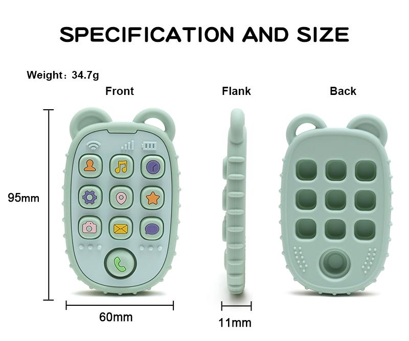 Baby Teether Mobile Phone Shape Silicone Teether Teething Toy Kids Sensory Educational Toy Baby Gift Set