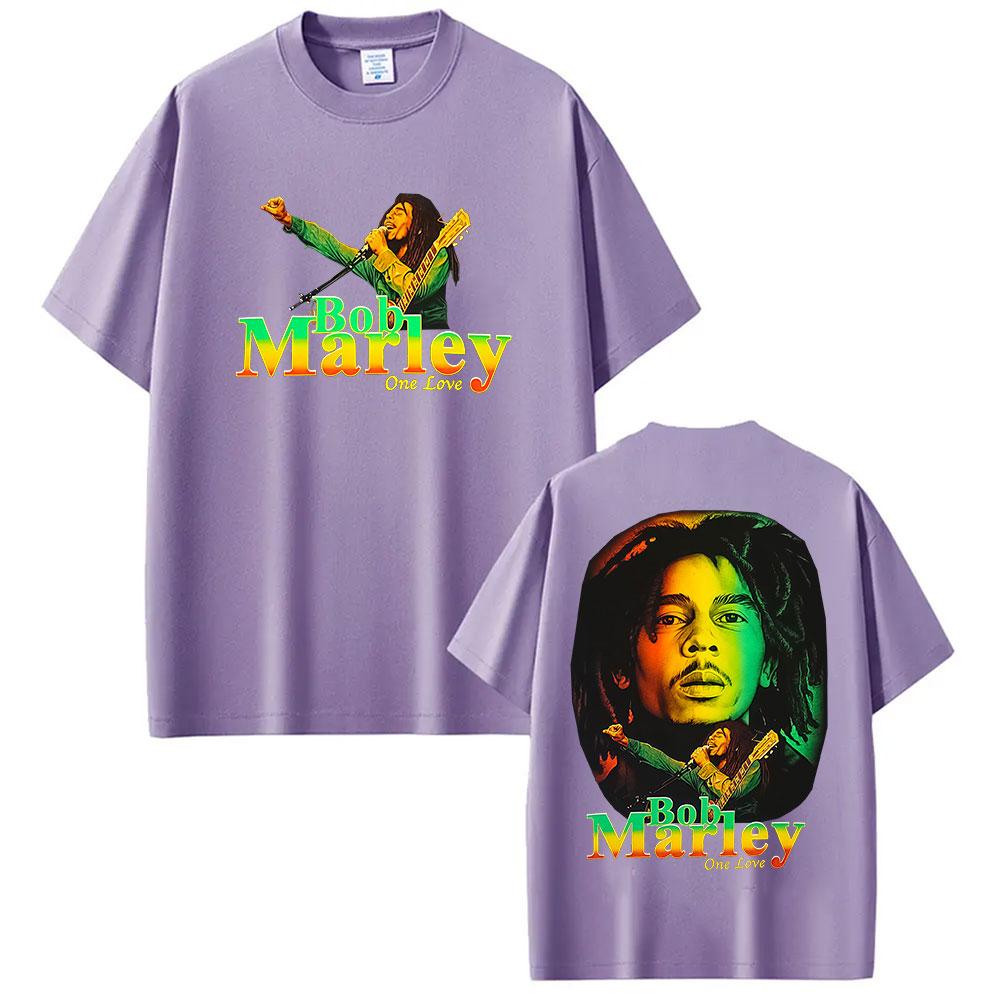 Rapper Bob Marley One Love Tour 2025 Graphic T Shirt Mens Vintage Hip Hop Short Sleeve Tshirts 100 Cotton Tshirt Streetwear