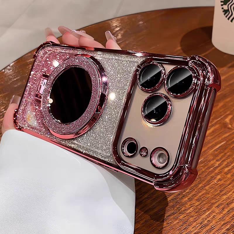 Luxury Glitter Mirror Bracket Magnetic Case For Xiaomi POCO X7 Pro F8 Ultra F7 X6 F5 X5 X3 NFC F4 M7 F3 M4 15Ultra 15 14 Pro 14T
