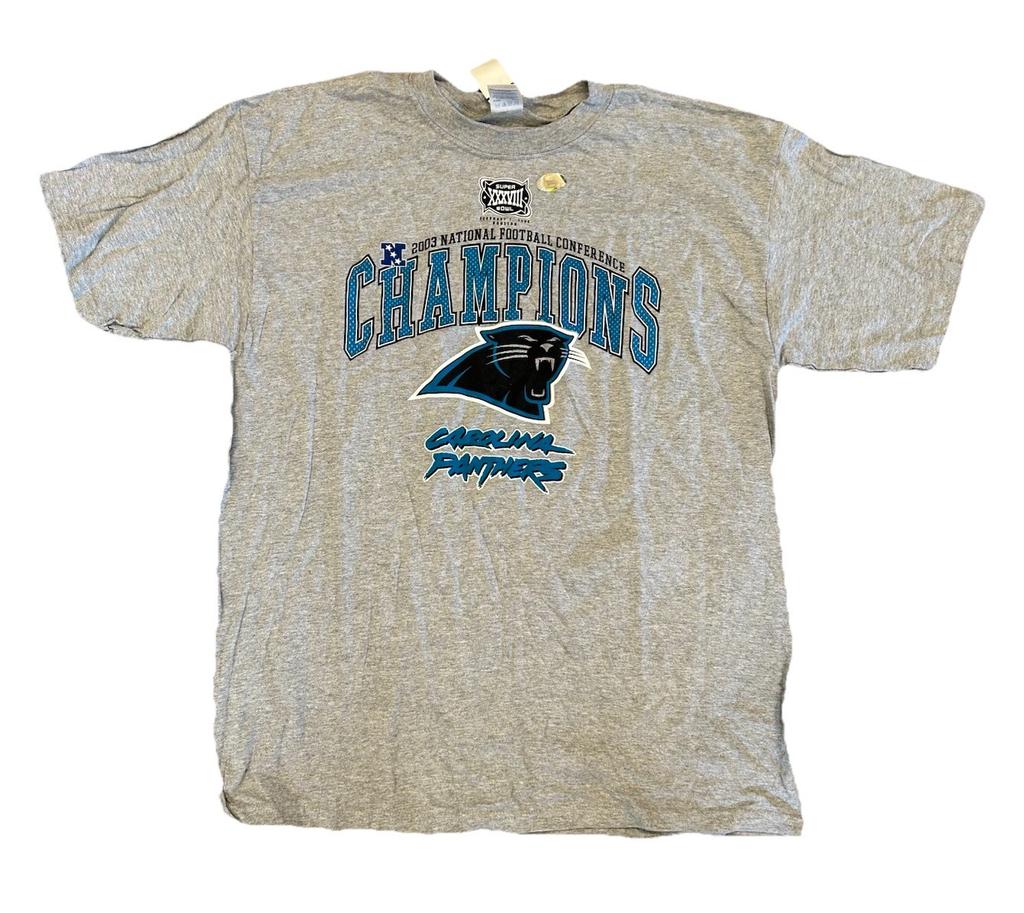 Vtg Carolina Panthers T Shirt Mens XL Gray NFC Conference Champions 2003 Y2K