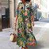 Womens Printed Polo Collar Midi Dress In Multiple Patterns