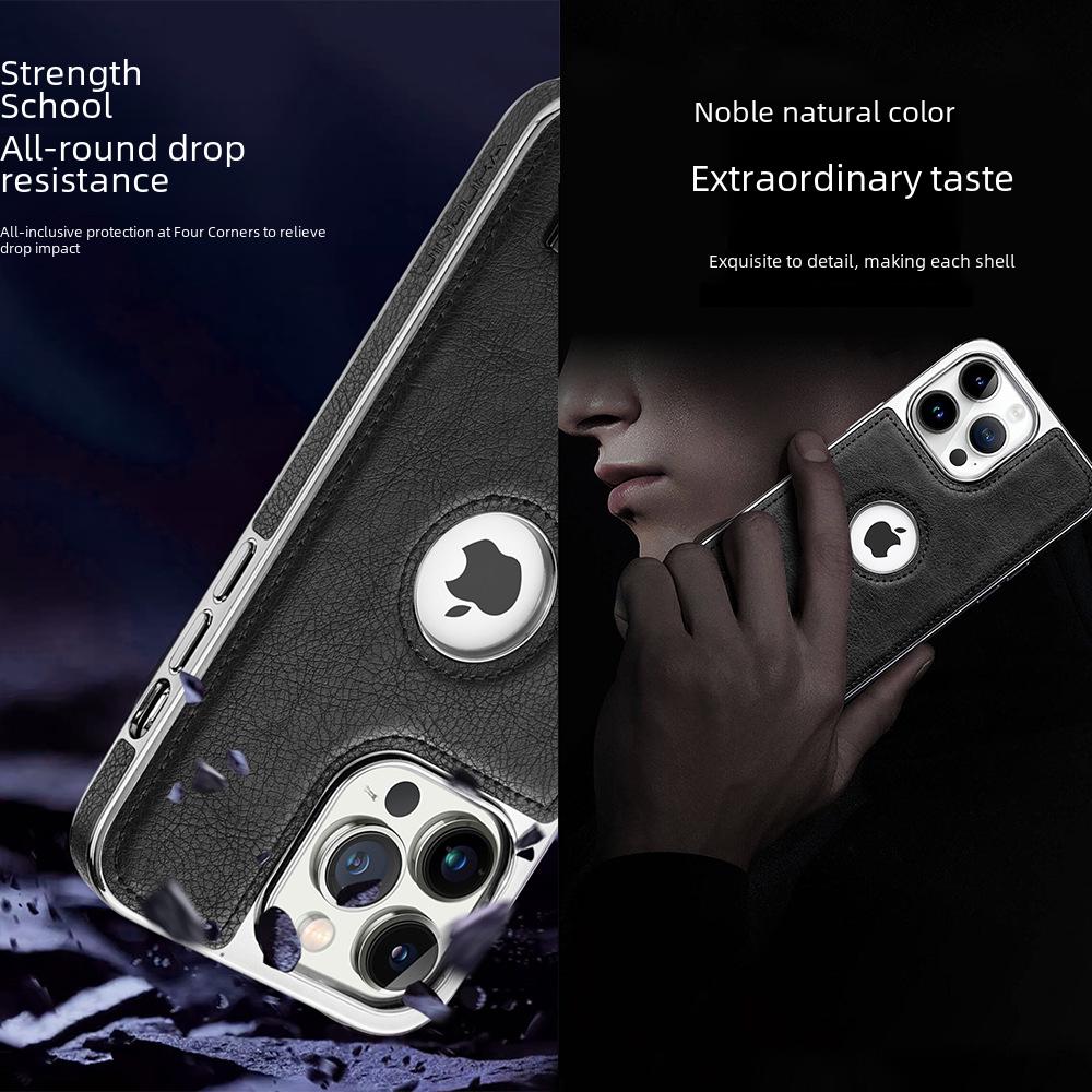 "Premium Leather Anti-fall Case for S24 Ultra 16 Pro Max, iPhone 16 Pro, Mate 60 with Stand"