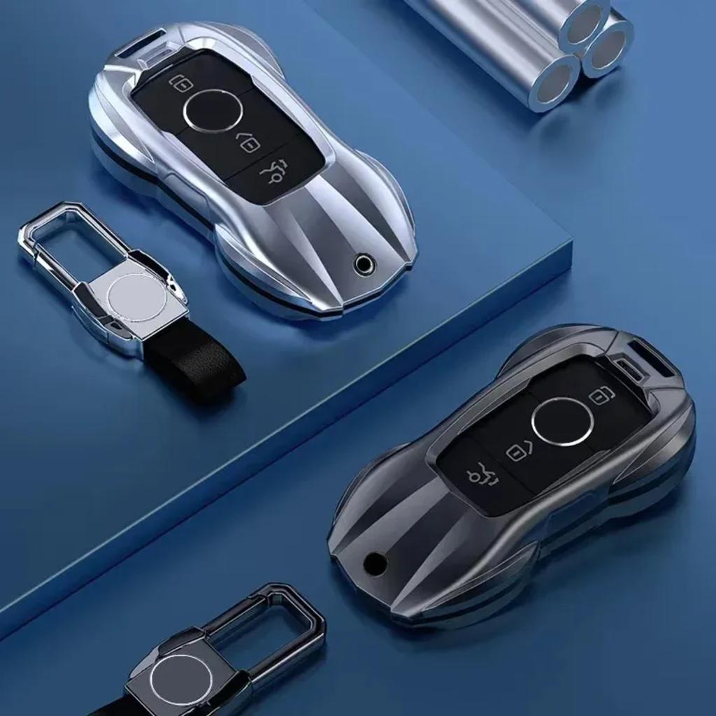Fashion Alloy Car Key Case Cover With Chain For Mercedes Benz Ce Abs Class Gle Gla Glb Glc Gls Amg W176 W177 203 204 205
