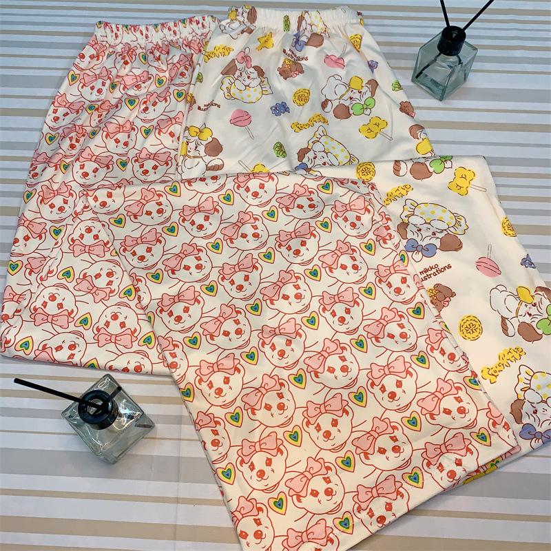 "Damen Cartoon-Print Weitbein-Pyjamahose - Lockere Passform für Frühling, Sommer und Herbst"