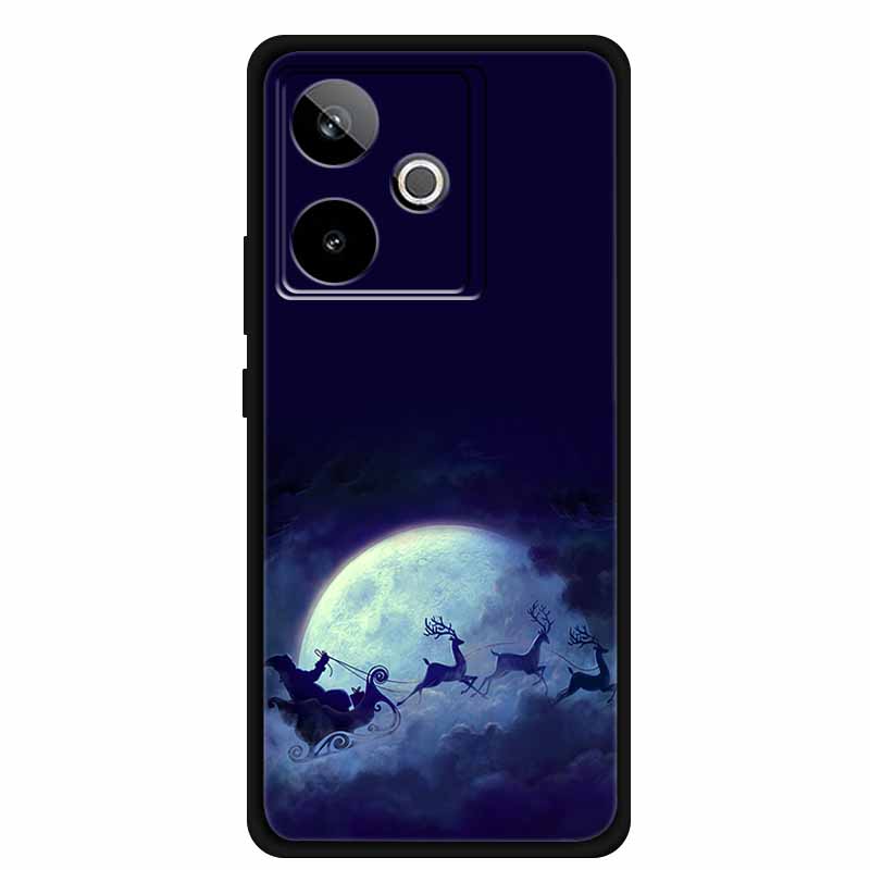 Christmas Cover For Realme GT7 GT 7 7T Case Black Silicone Cases for Realme GT 7T Cartoon Santa Claus Christmas Tree Back Cover