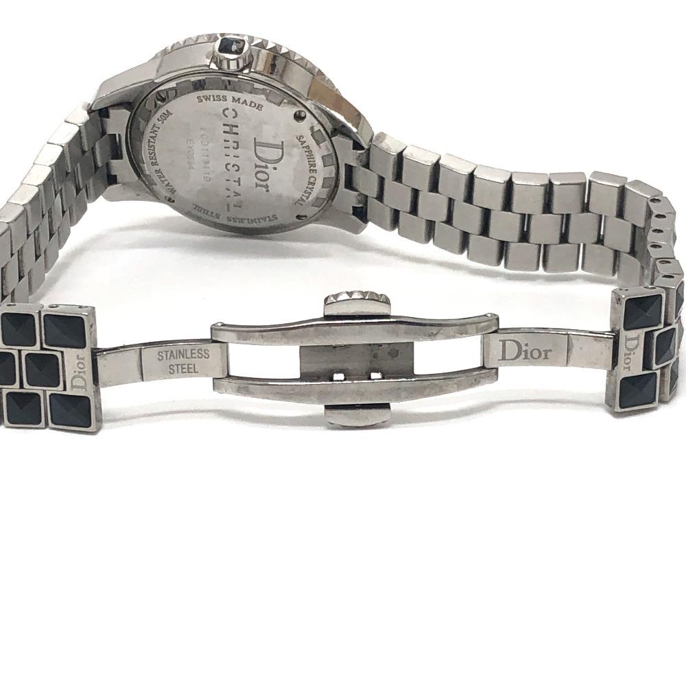 Dior CD113119 Crystal Diamond Bezel 16P Quartz Date Watch Round Face Wristwatch