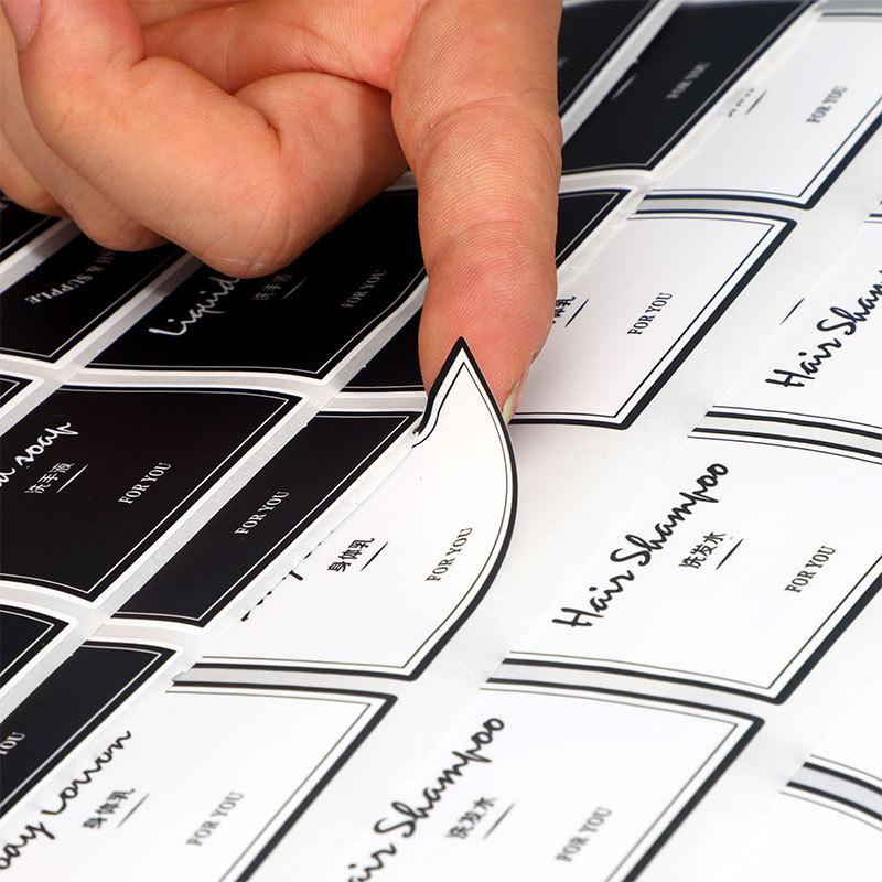 1Pcs Soap Dispenser Waterproof Labels White Black Bathroom Jar Storage Label Shower Shampoo Lotion Conditioner Bottle Stickers