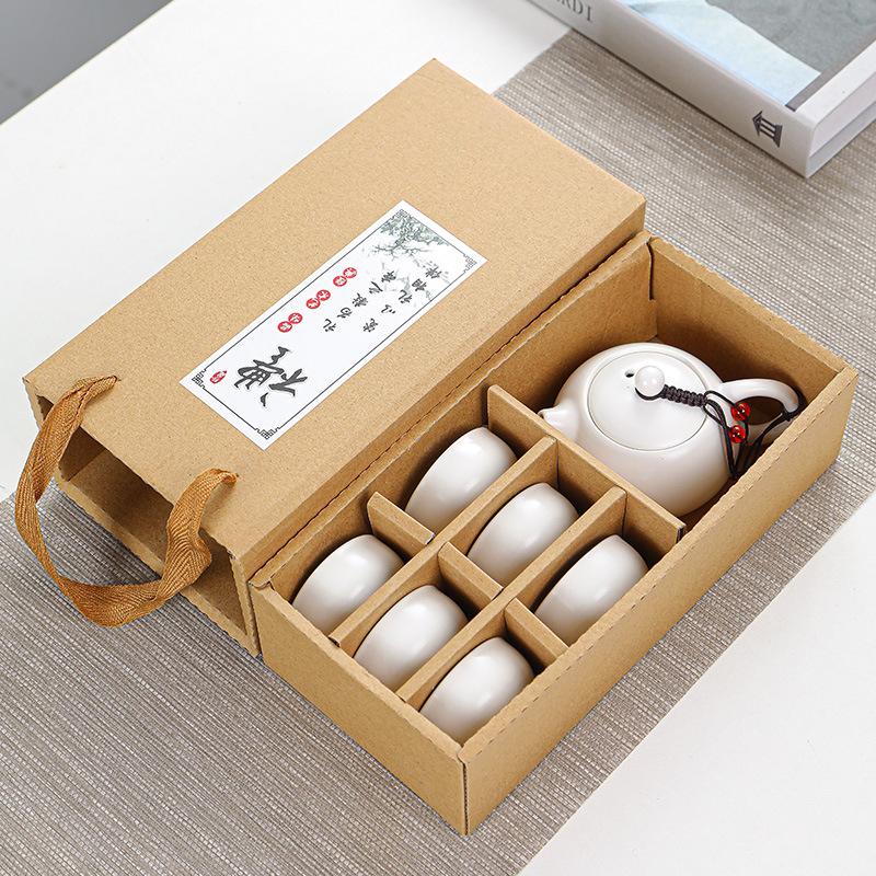 Traditional Chinese Kung Fu Ceramic Tea Set Travel Portable Teacup Teapot Camping Outdoor Teaware Gift for Tea Enthusiasts 2025