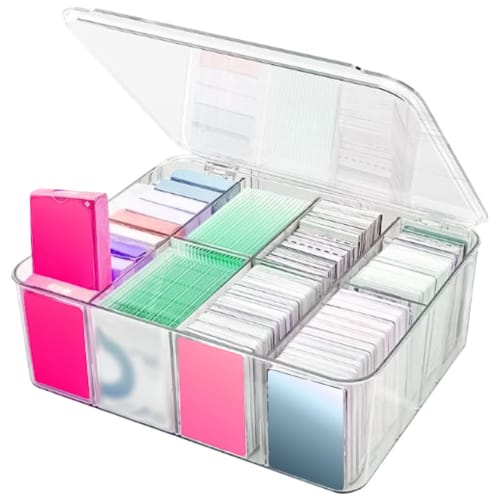 Clear trading card case with dividers, customizable, large capacity, transparent, scratch-resistant storage