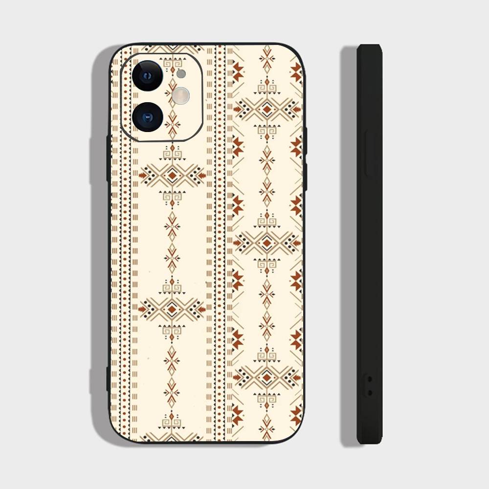 

Bohemian Pattern Phone Case For IPhone 17 Air 16 15 14 13 Pro Max 11 12 Black Silicone Cover IPHONE 15PRO